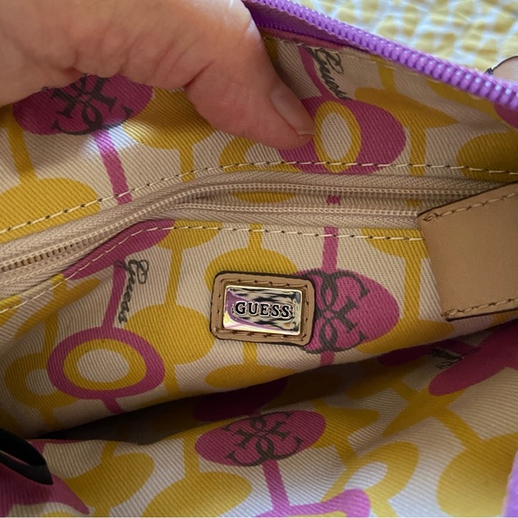 Guess Lilac w/Tan trim and strap Crossbody Bag - Like NEW - Picture 8 of 10